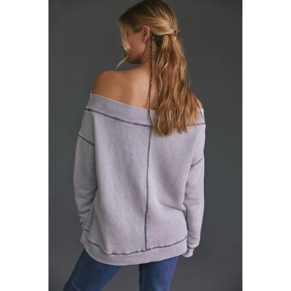 Anthropologie pilcro off the shoulder slouchy sweatshirt lilac XXS - Picture 3 of 7